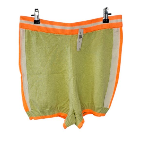 Anthropologie Sweater Shorts High Rise Size Large Neon Stripe Pull On NWT - Picture 1 of 7